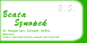 beata sznopek business card